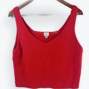 A new day Bold Red Knit Crop Top Size Large